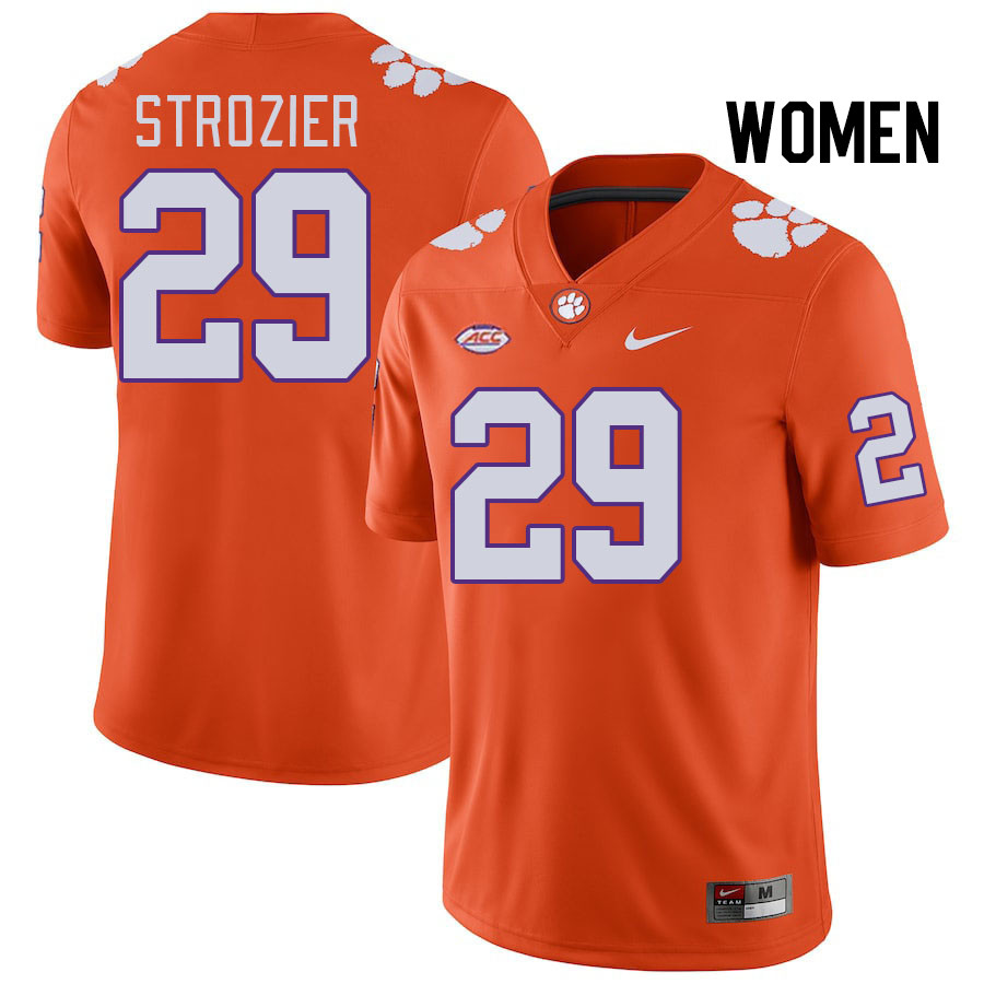 Women's Clemson Tigers Branden Strozier #29 College Orange NCAA Authentic Football Stitched Jersey 23BF30TP